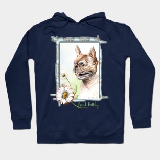 Brindle French Bulldog with Daisies. From an original painting. Hoodie